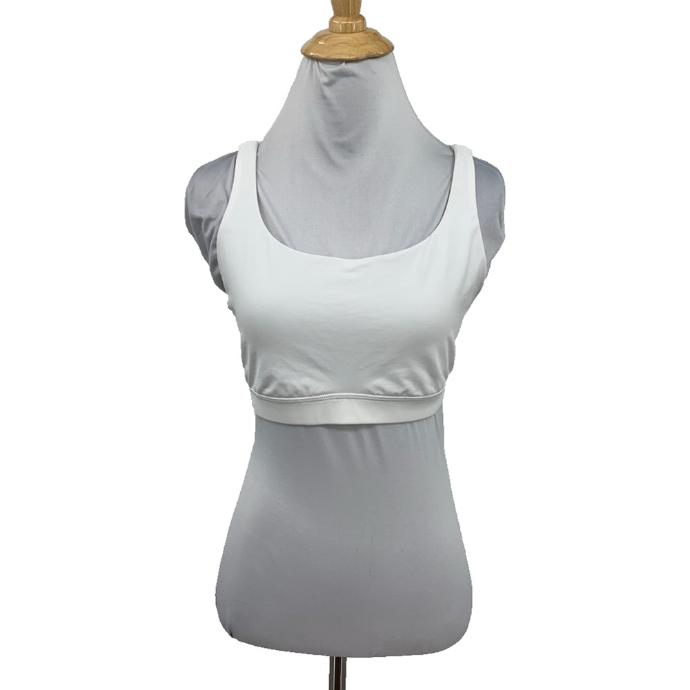 Lululemon Sports Bra Womens 10 White Energy Medium Support Unpadded Strappy Back